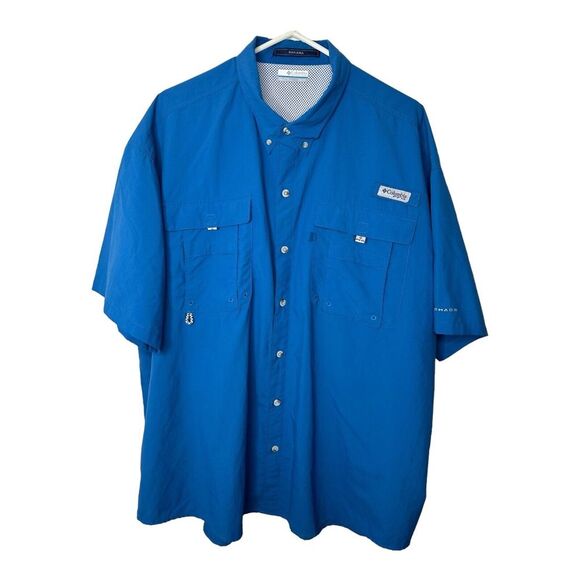 Columbia Bahama Mens PFG Fishing  Short  Sleeves Shirt in Blue‎ XXL - Picture 1 of 15